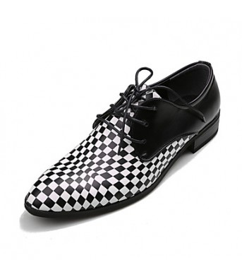 Men's Shoes Leather Wedding / Party & Evening Oxfords Wedding / Party & Evening Flat Heel Lace-up Black  